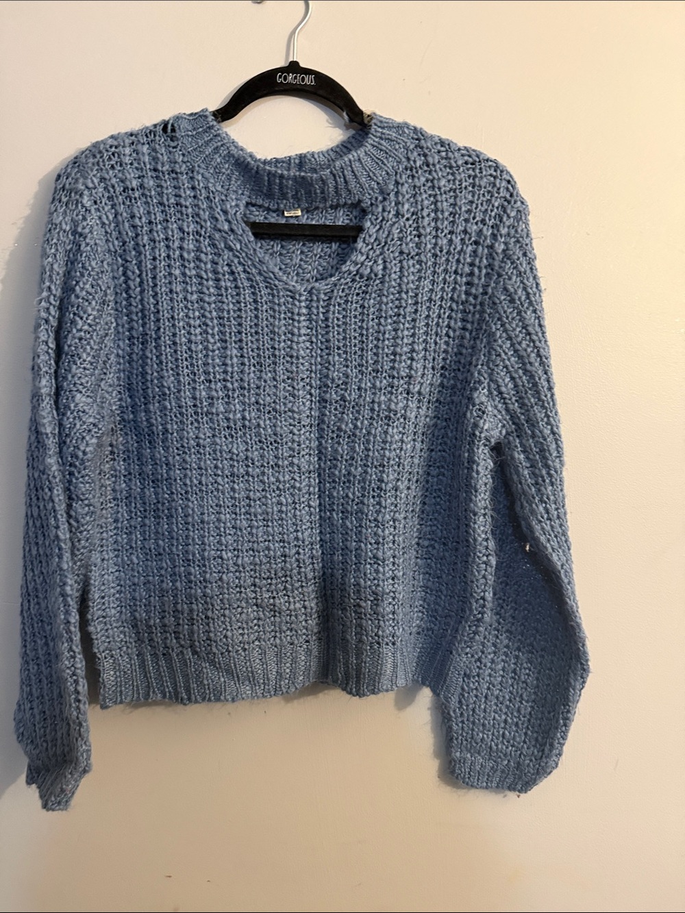 Moral Fiber Dusty Blue Chunky Knit Crewneck Sweater